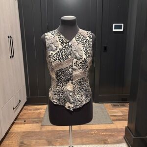 Vintage Reversible sleeveless Blouse - 100% Silk - size Petite small